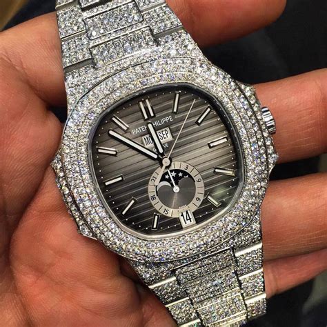 patek philippe nautilus iced out factory|Patek Philippe Nautilus diamond bezel.